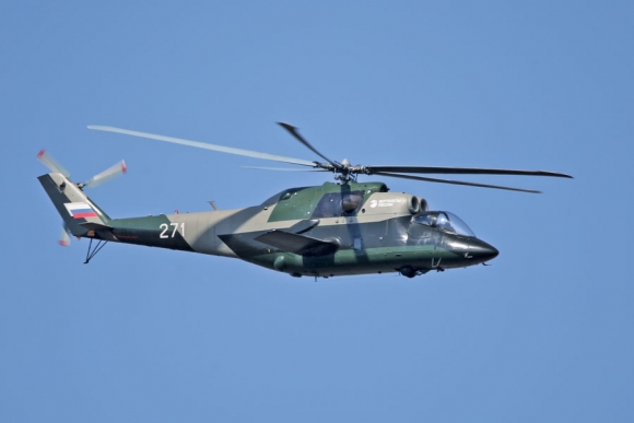 Летающая лаборатория Перспективного скоростного вертолета ЛЛ ПСВ, созданная в 2015 г. на базе вертолета Ми-24К, в очередном испытательном полете, май 2017 г. В прошлом году на ЛЛ ПСВ в горизонтальном полете впервые была превышена скорость 400 км/ч. Фото: Алексей Михеев